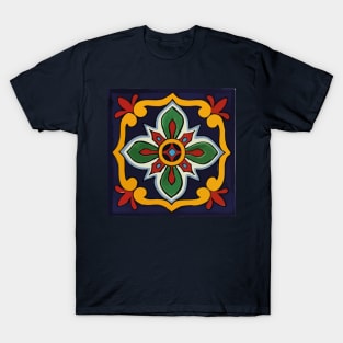 Navy blue clover talavera tile mosaic T-Shirt